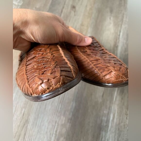 VTG LL Bean Huaraches Woven Slip On Sandal Mary Jane Shoes Leather Brown 6 6.5 - Picture 3 of 15